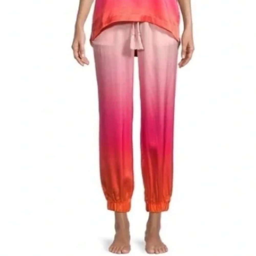 BADGLEY MISCHKA women's size small 100% silk pink orange ombre lounge pants NWT